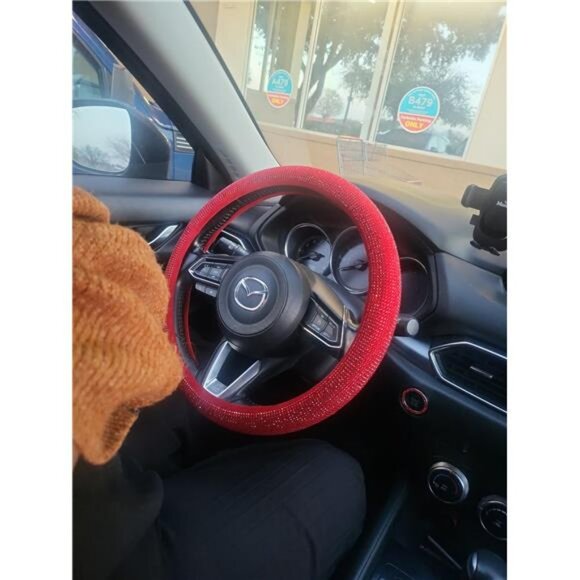 Red Rhinestone Crystal Steering Wheel Covers Diamond Bling Car Accessories Gift - Picture 2 of 6
